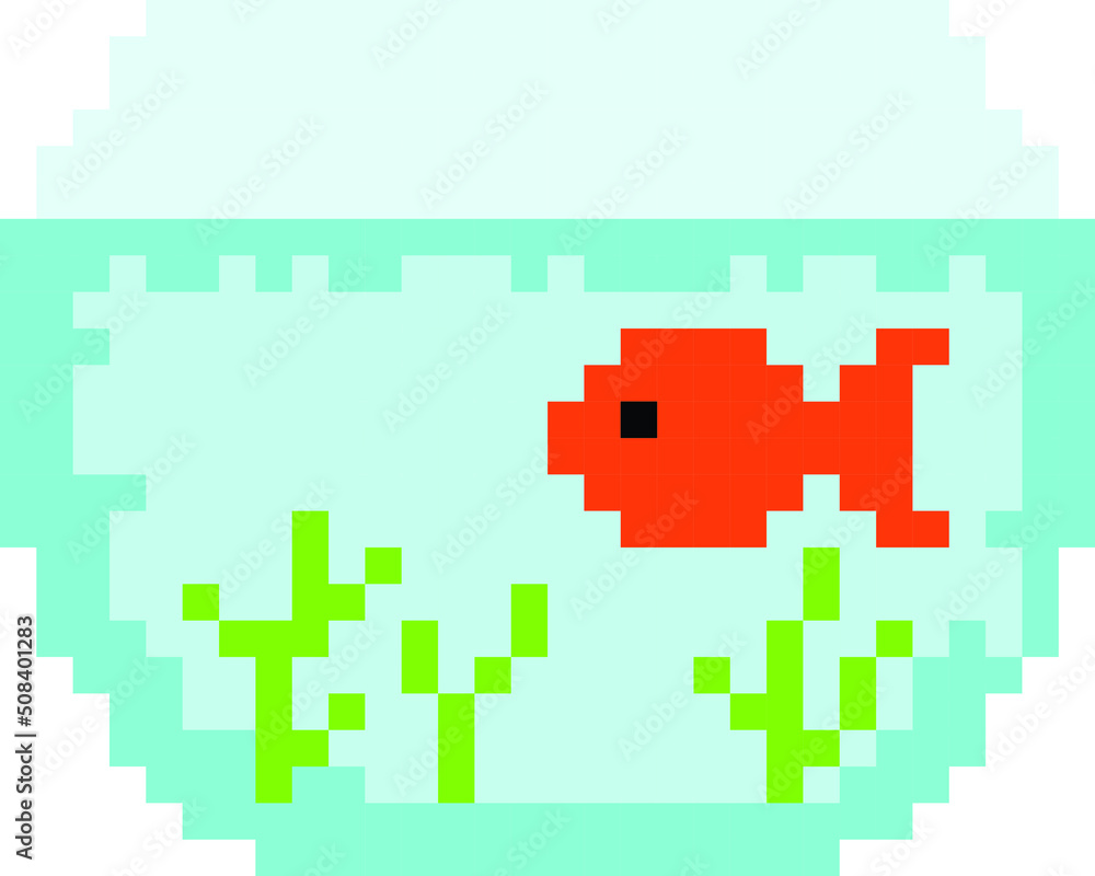 Fish bowl pixel art vector illustration. fish pixel image. Fish bowl pixel art vector illustration. fish pixel image.