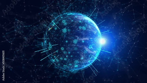 Wallpaper Mural 4K Technologic connected earth and zoom out	
 Torontodigital.ca