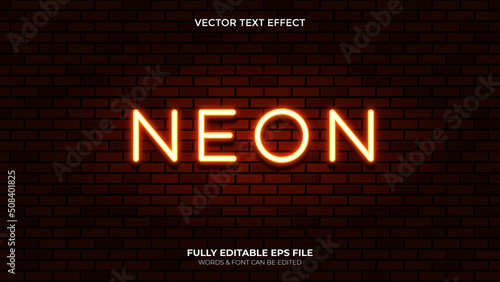 Editable Vector Single Neon Light Text  Effect