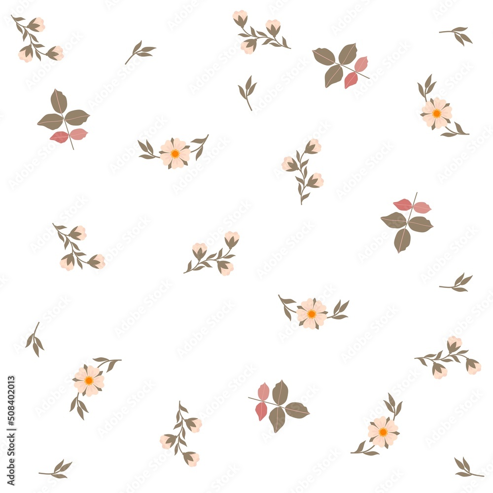 Delicate floral pattern with small flowers and leaves isolated on white background in vector. Seamless pattern for lingerie fabric. Delicate floral pattern with small flowers and leaves isolated on white background in vector. Seamless pattern for lingerie fabric.