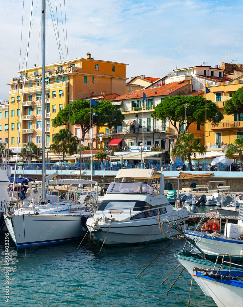 Marina yachts cityscape Sanremo Italy
