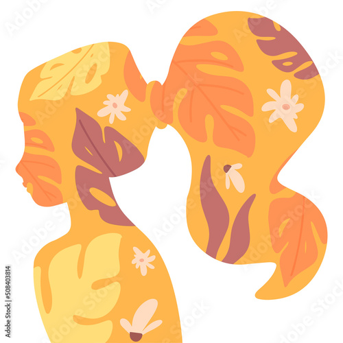 Vector Woman head silhouette with flowers inside