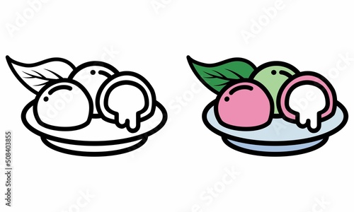 Illustration Vector Graphic of mochi asian food, food japanese sweet icon