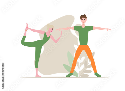 People do sport exercises, vector illustration set. Cartoon young man woman sportive characters in sportswear training with dumbbells, healthy fitness sports workout 