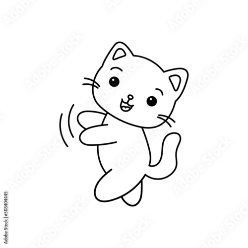 Cute dancing cat doodle vector illustration