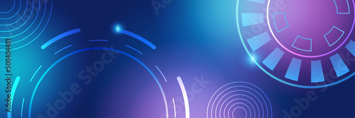 Wide Cyber security internet and networking concept. Hi-tech vector illustration with various technology elements. Abstract global sci fi concept. Digital internet communication on blue background.