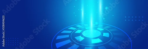 Wide Cyber security internet and networking concept. Hi-tech vector illustration with various technology elements. Abstract global sci fi concept. Digital internet communication on blue background.