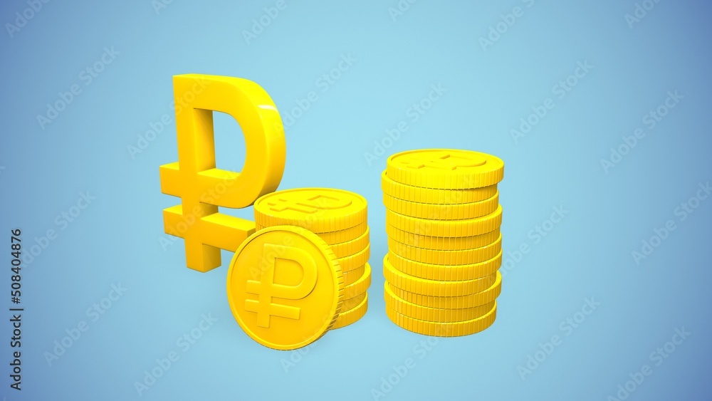 gold coins with the ruble sign highlighted on the background 3d-rendering gold coins with the ruble sign highlighted on the background 3d-rendering