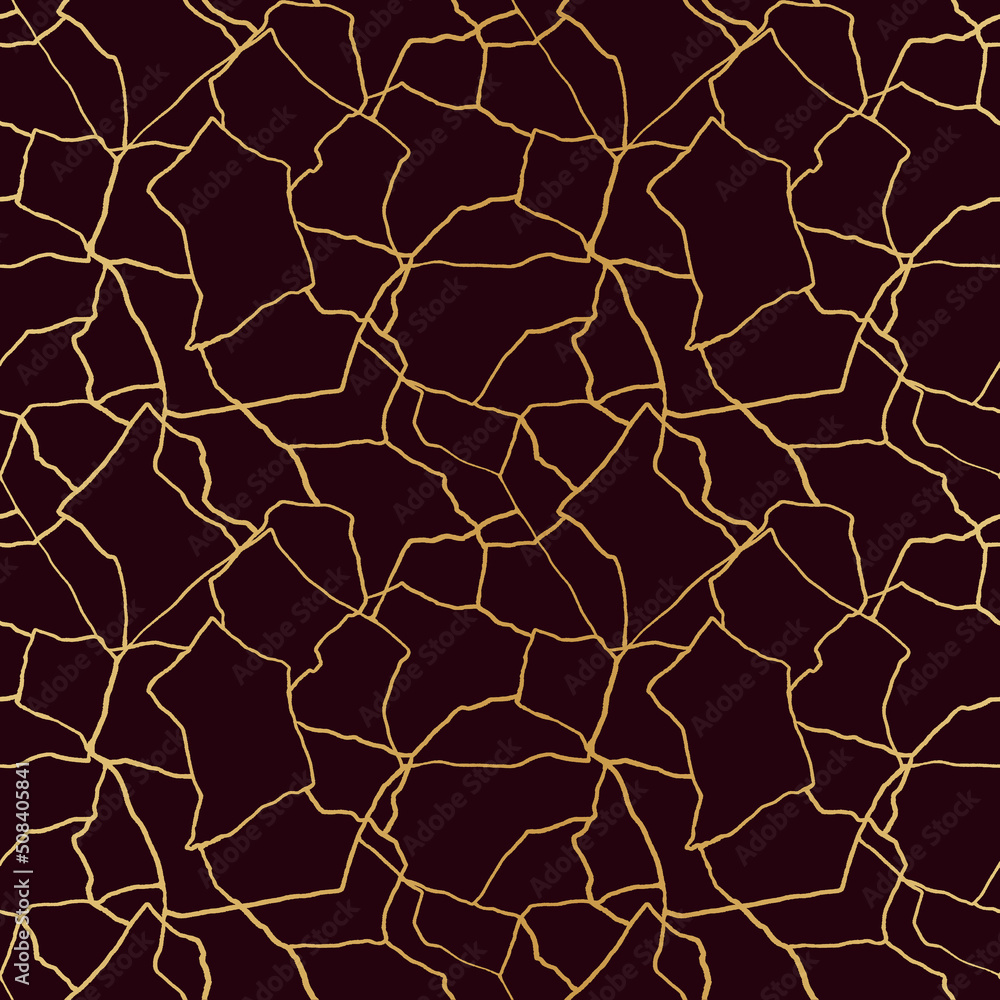 kintsugi art seamless pattern with gold thin lines and abstract shards on dark luxury background kintsugi art seamless pattern with gold thin lines and abstract shards on dark luxury background
