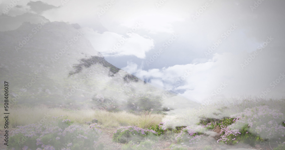 Fototapeta premium High angle view of landscape in countryside, mountains