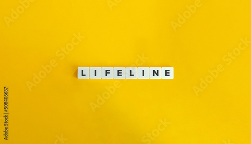 Lifeline Word on Letter Tiles on Yellow Background. Minimal Aesthetics.