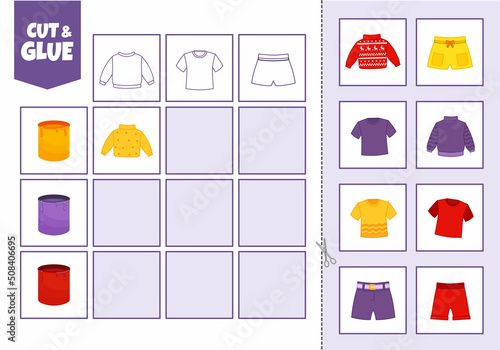 Activity for pre sсhool years kids and toddlers. Cut out the cards and glue them to the correct place in the table.
