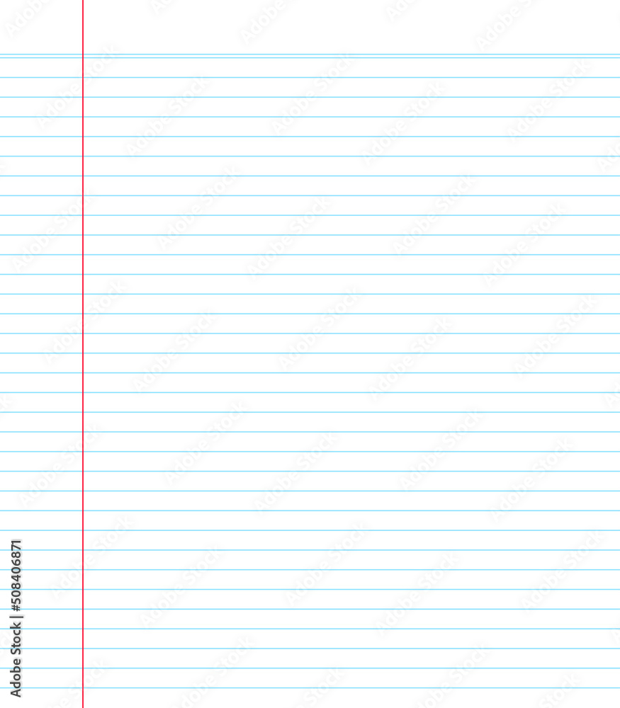 Vettoriale Stock Blank loose leaf notebook paper background. Realistic line  paper note. Notebook paper with lines design. Blank notebook paper sheet  with lines vector illustration | Adobe Stock