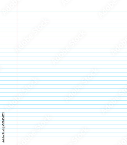 Blank loose leaf notebook paper background. Realistic line paper note. Notebook paper with lines design. Blank notebook paper sheet with lines vector illustration