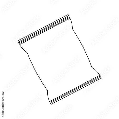 Linear packaging for candy or chocolate bar or other food. Packing outline mockup.