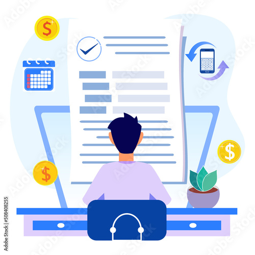 Illustration vector graphic cartoon character of company activity report