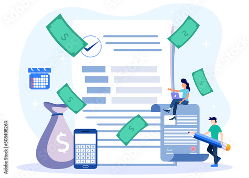 Illustration vector graphic cartoon character of company activity report