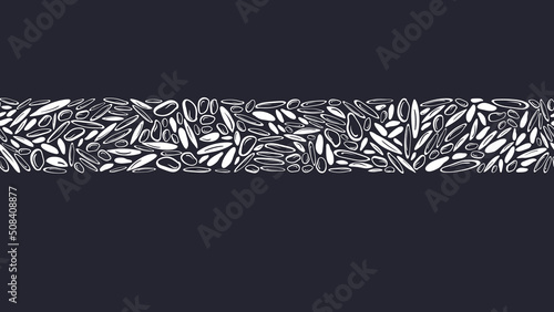 Rice grain seamless print. Vector texture border