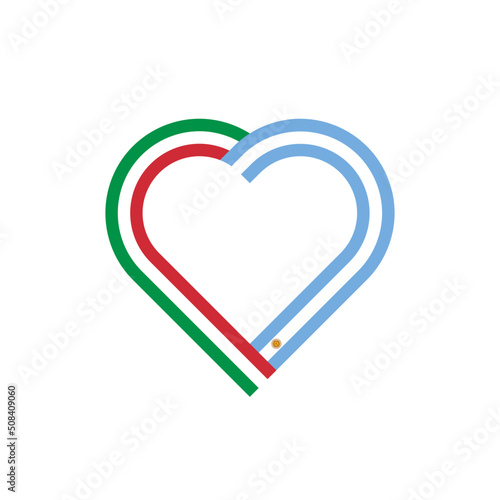 unity concept. heart ribbon icon of italy and argentina flags. vector illustration isolated on white background