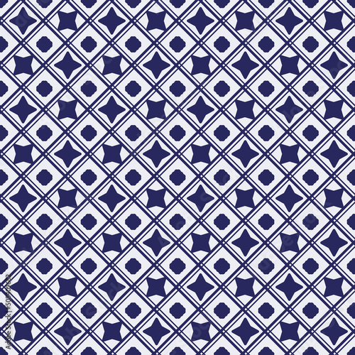 Pattern of diagonal blue rhombuses that have four-pointed shapes. Decor decoration for surfaces, pillows, cups, notebooks.