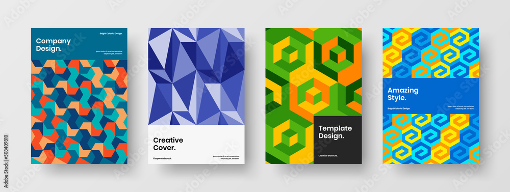 Amazing banner vector design illustration bundle. Premium geometric tiles brochure template set.