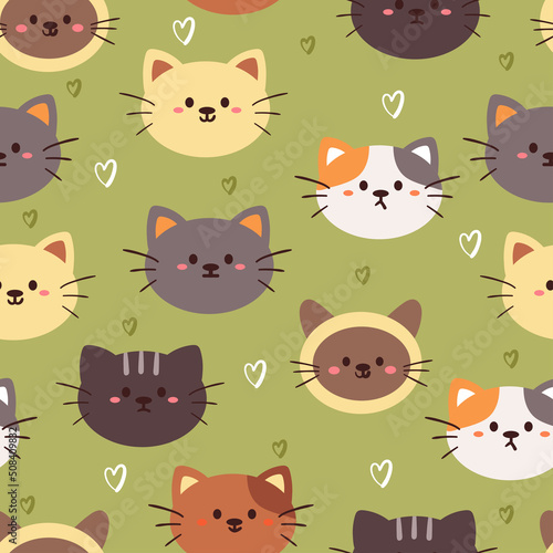 seamless pattern cartoon cat. cute animal wallpaper