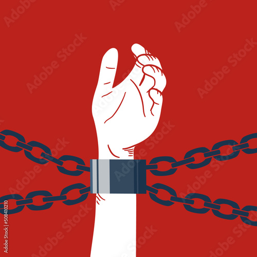 hand silhouette handcuffed and chained