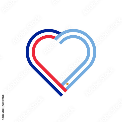 unity concept. heart ribbon icon of france and argentina flags. vector illustration isolated on white background