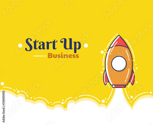 rocket launch vector into space with start up concept. vector illustration. startup vector. can be used for backgrounds, banners, business purposes, and wallpapers.