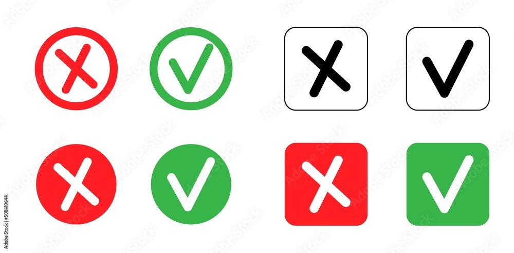 Checkmark and x mark icon for apps and websites. Checkmark and x mark icon for apps and websites.