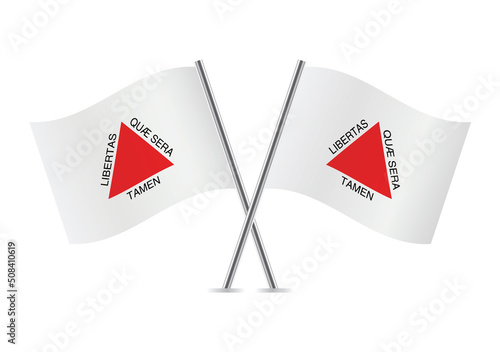 Minas Gerais (a state in Southeastern Brazil) crossed flags on white background. Vector icon set. Vector illustration. photo