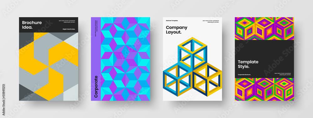 Unique geometric pattern postcard concept collection. Minimalistic journal cover A4 vector design illustration bundle. Unique geometric pattern postcard concept collection. Minimalistic journal cover A4 vector design illustration bundle.