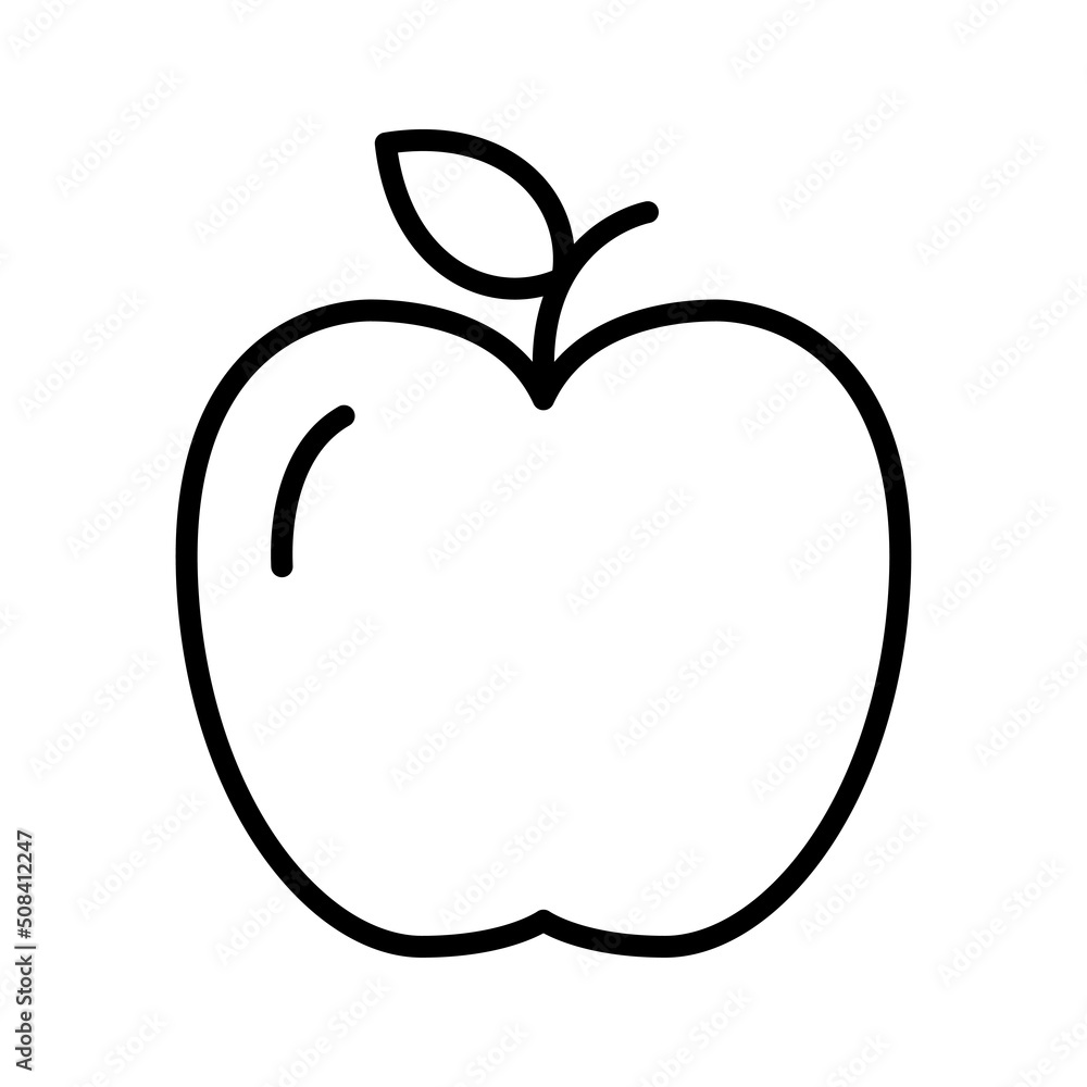 Apple icon, outline sign. Linear style pictogram isolated on white background. Apple icon, outline sign. Linear style pictogram isolated on white background.