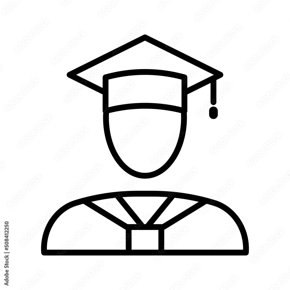 Graduation student avatar icon. Linear style pictogram isolated on white background. Graduation student avatar icon. Linear style pictogram isolated on white background.