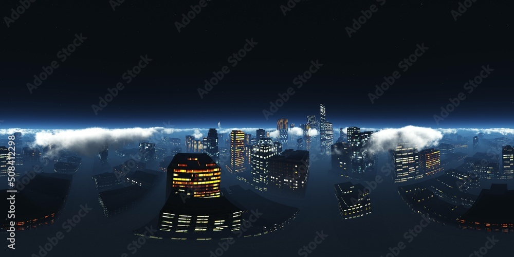 Night city. HDRI . equidistant projection. Spherical panorama. panorama ...
