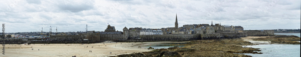 Saint Malo, France - August 2019 : Visit the privateer city of Saint Malo in Brittany, passing by the fortifications and the magnificent beaches