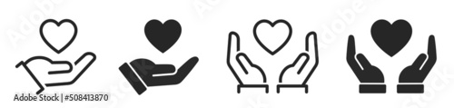 Canvastavla Heart in hand icons set