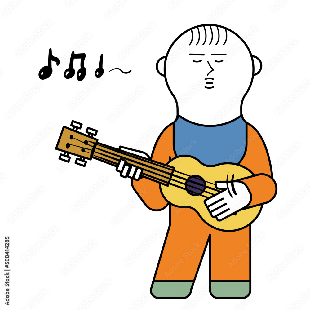 Fototapeta premium ウクレレを弾く赤ちゃん