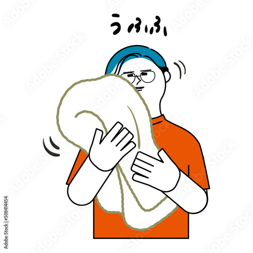 バスタオルと笑顔の男性