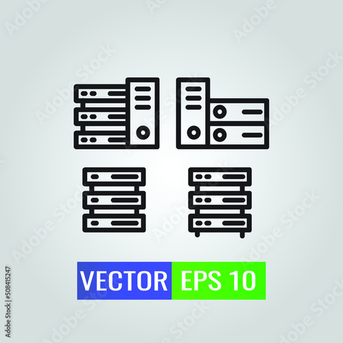 icon of Server Database On White Background - Single high quality black style outline for web design or mobile app.