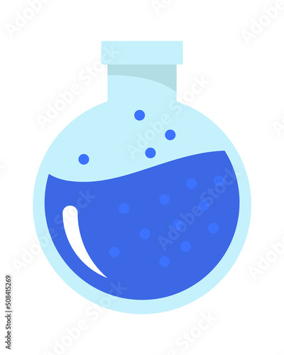 Round flask with liquid Chemistry icon. Vector illustration