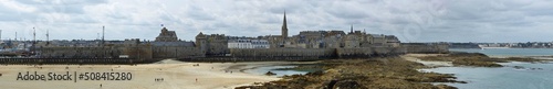 Saint Malo, France - August 2019 : Visit the privateer city of Saint Malo in Brittany, passing by the fortifications and the magnificent beaches