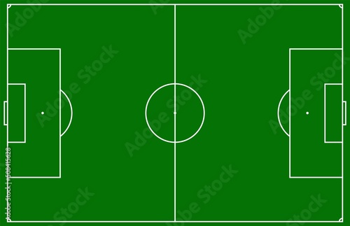 Empty green soccer field, football pitch with markings.