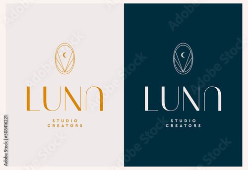 Vector abstract modern set logo design templates in trendy linear style in golden colors - luxury and jewelry concepts for exclusive services and products, beauty and spa industry