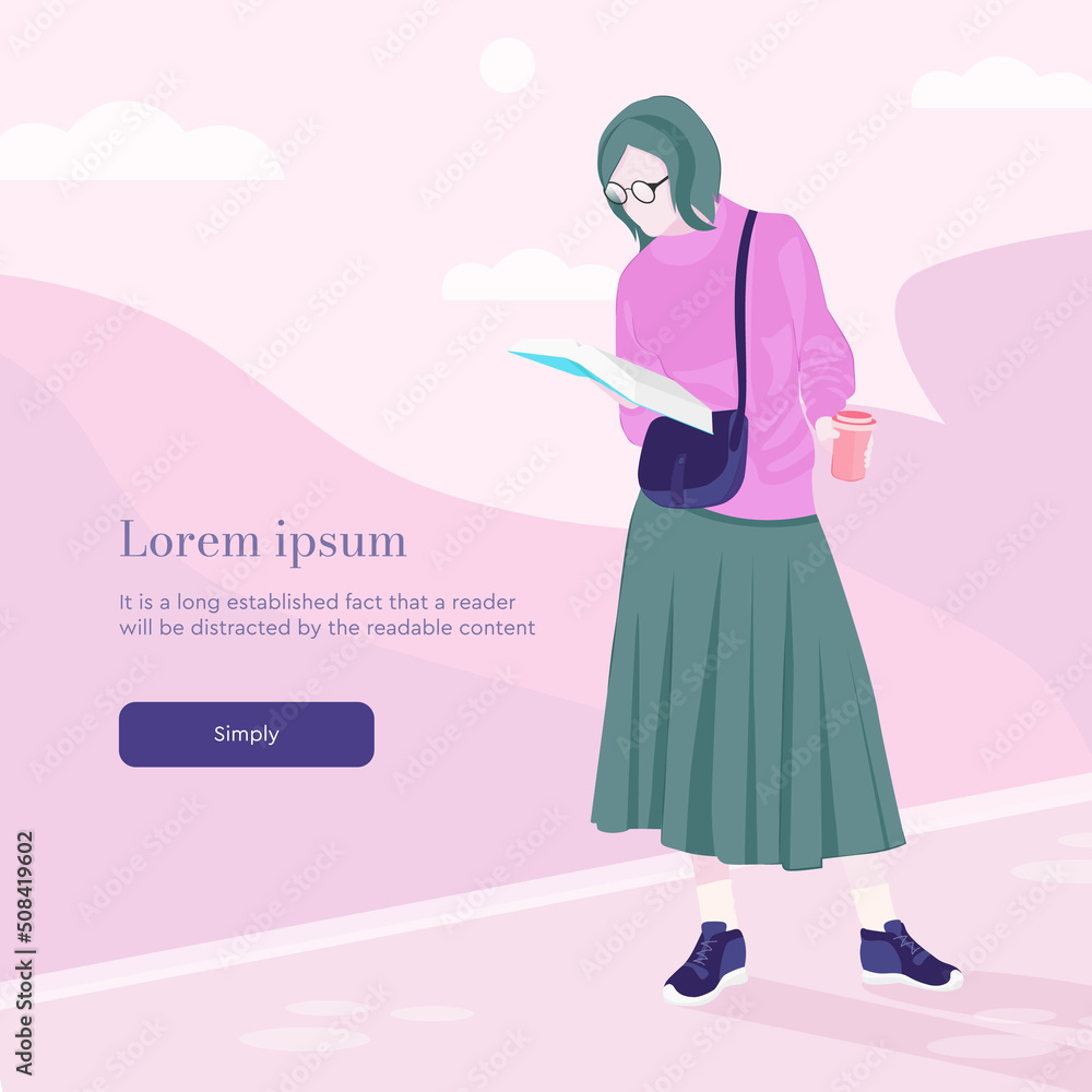 Girl with a book on a pink background Girl with a book on a pink background
