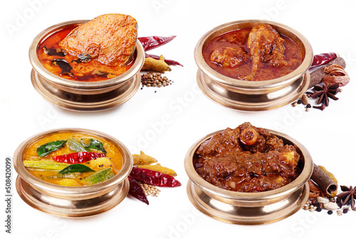Mutton curry chicken curry fish curry and sambar