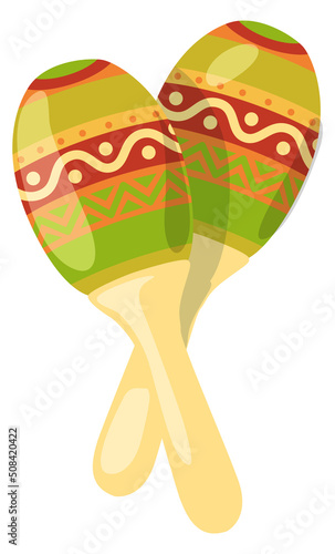 Maracas icon. Cartoon latin music percussion instruments