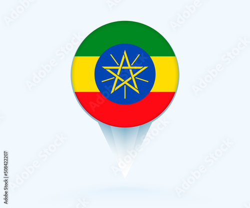 Map pointer with flag of Ethiopia.
