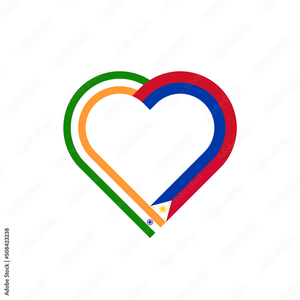friendship concept. heart ribbon icon of india and philippines flags. vector illustration isolated on black background
