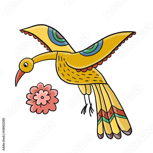Mythical flying Bird. Ornamental character for your design